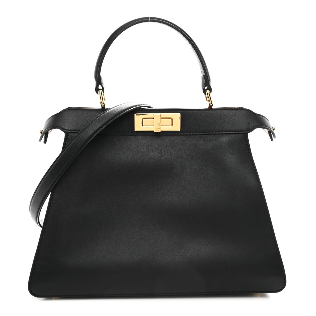 Vitello Seta Shiny Nappa Medium Peekaboo I SEE U Satchel Black Light Rose