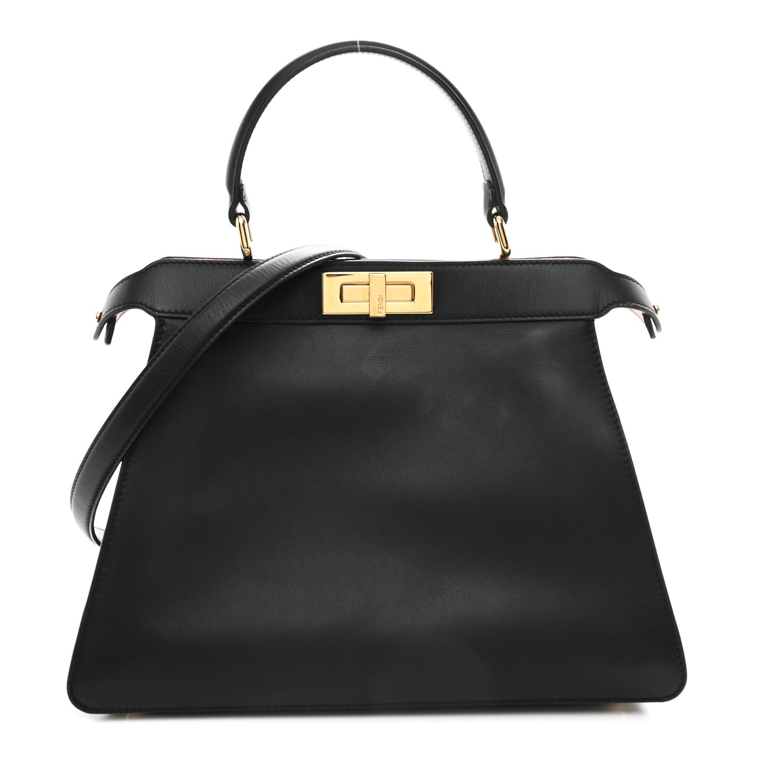 Vitello Seta Shiny Nappa Medium Peekaboo I SEE U Satchel Black Light Rose