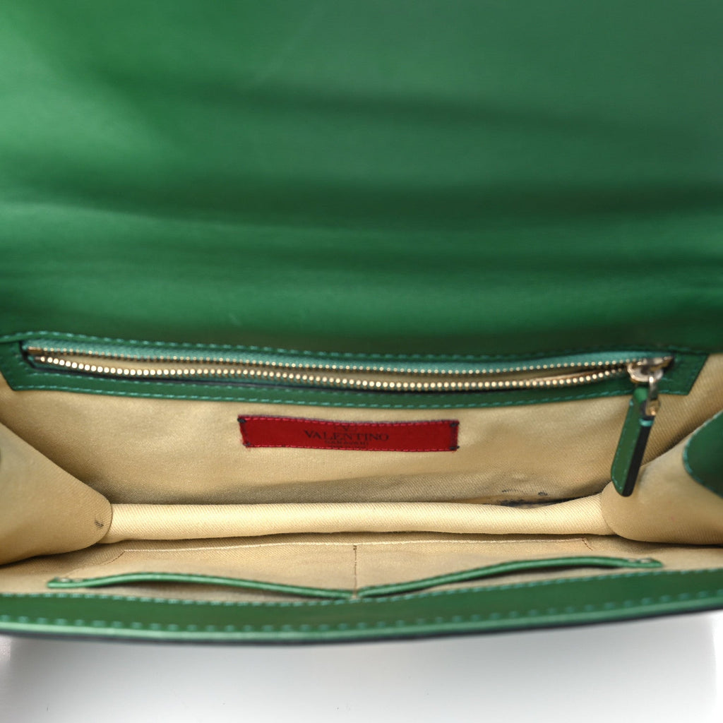 Vitello Medium Glam Lock Rockstud Flap Pop Green