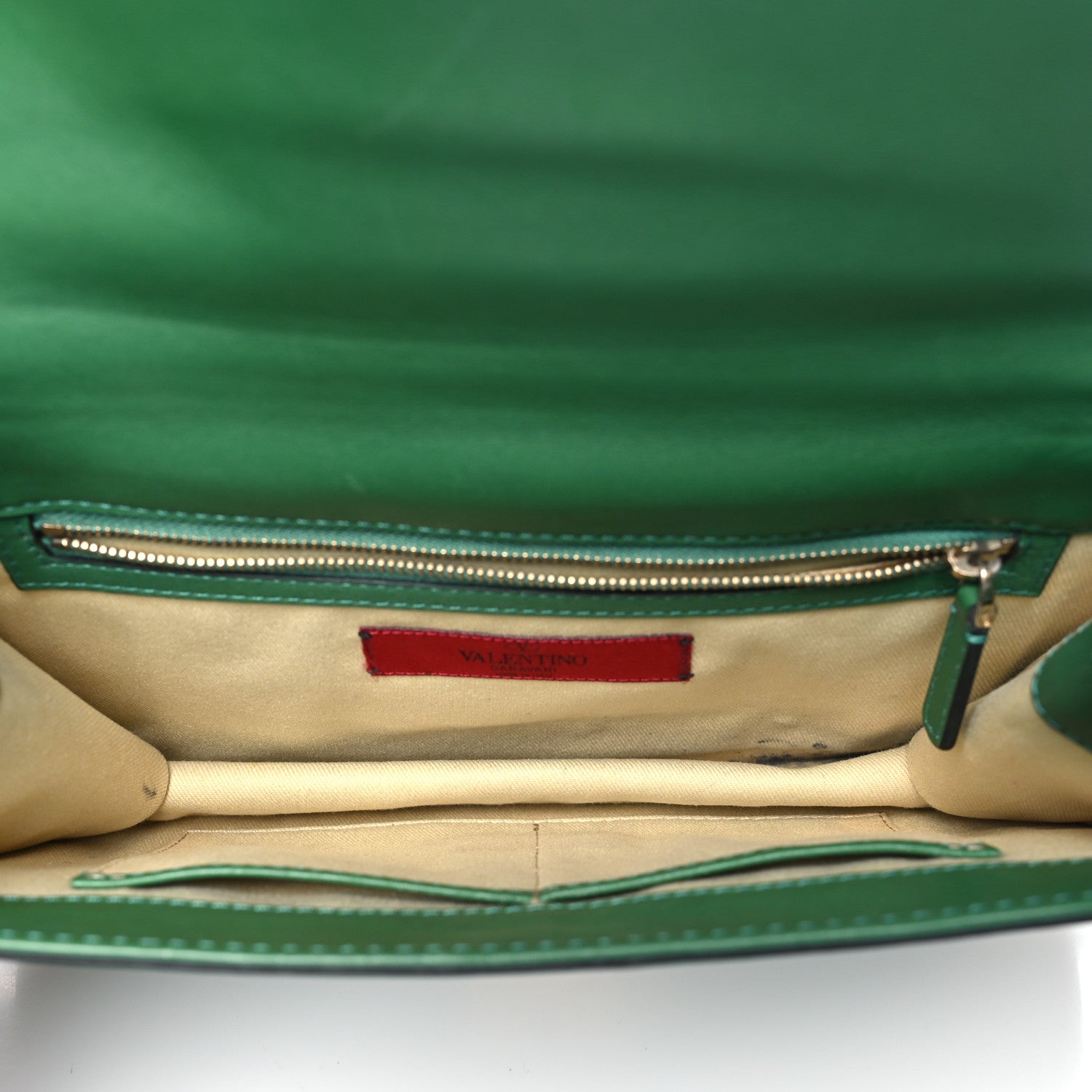 Vitello Medium Glam Lock Rockstud Flap Pop Green