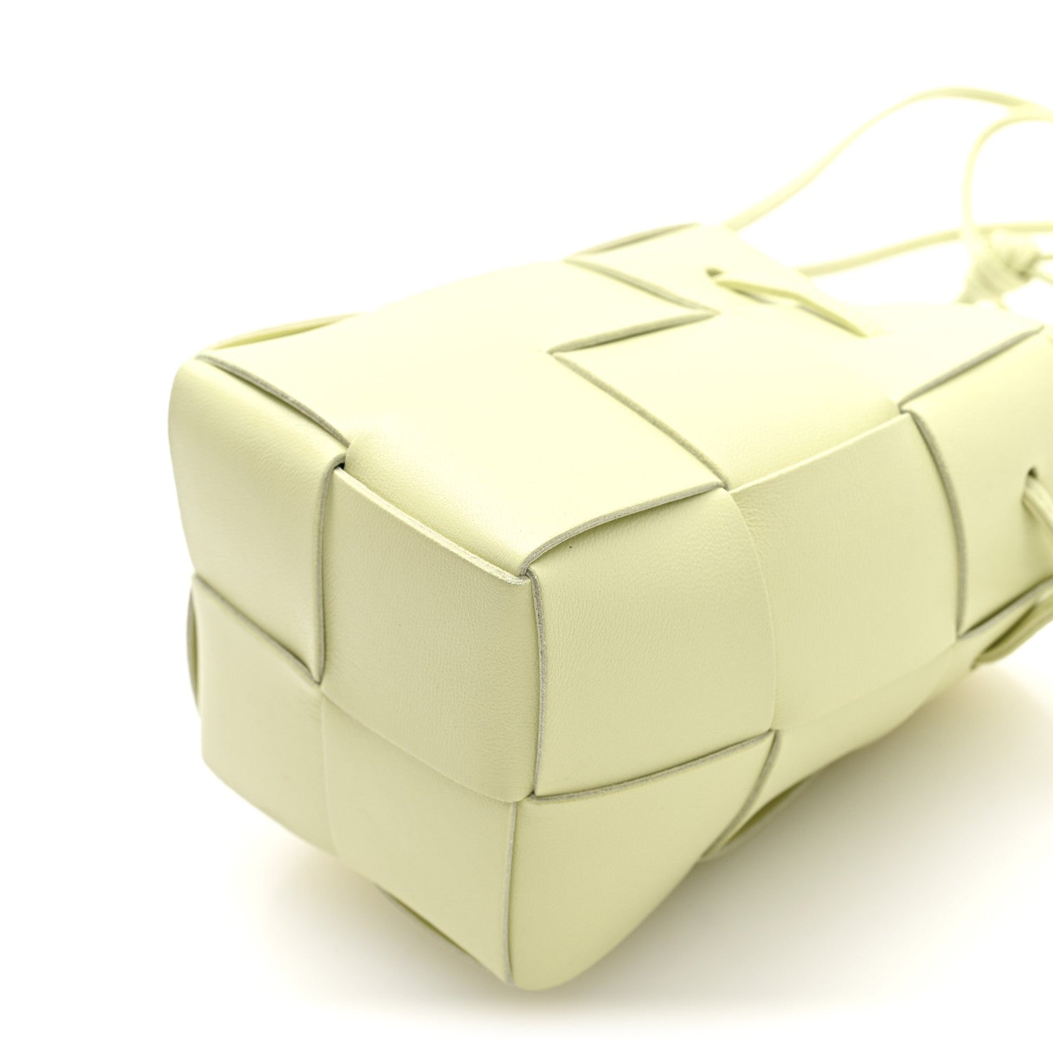 Nappa Maxi Intrecciato Mini Cassette Bucket Bag Lemon Washed