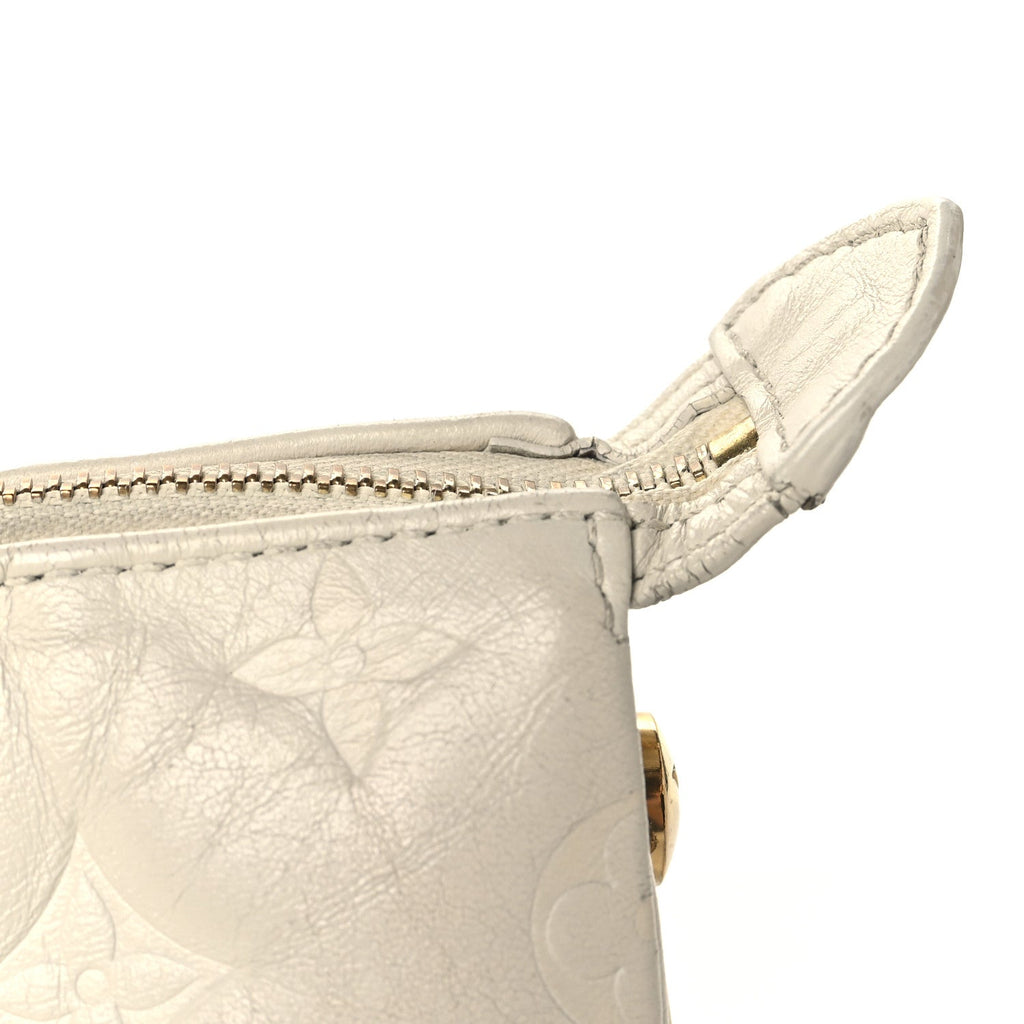 Lambskin Embossed Monogram Coussin PM Beige Cream