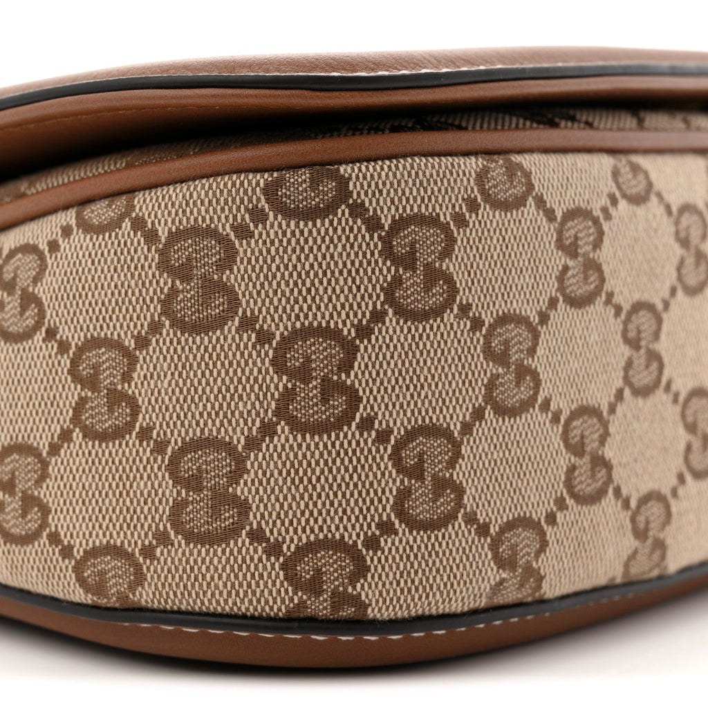 GG Monogram Calfskin Medium Blondie Top Handle Bag Beige Dark Brown