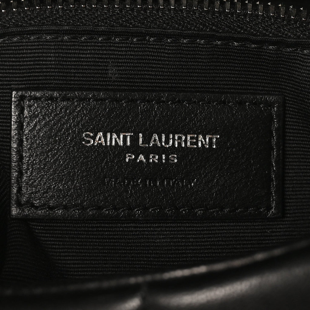Lambskin Quilted Small Loulou Puffer Monogram Chain Satchel Black