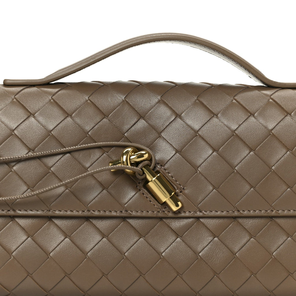 Nappa Intrecciato Long Andiamo Top Handle Clutch Pinecone