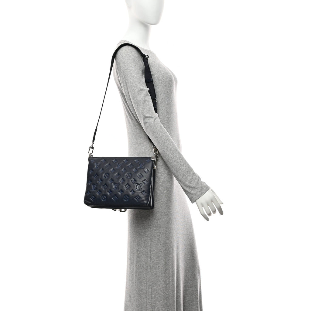 Lambskin Embossed Monogram Coussin PM Denim Blue