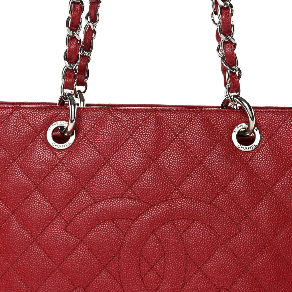 Caviar Quilted Grand Shopping Tote GST Red