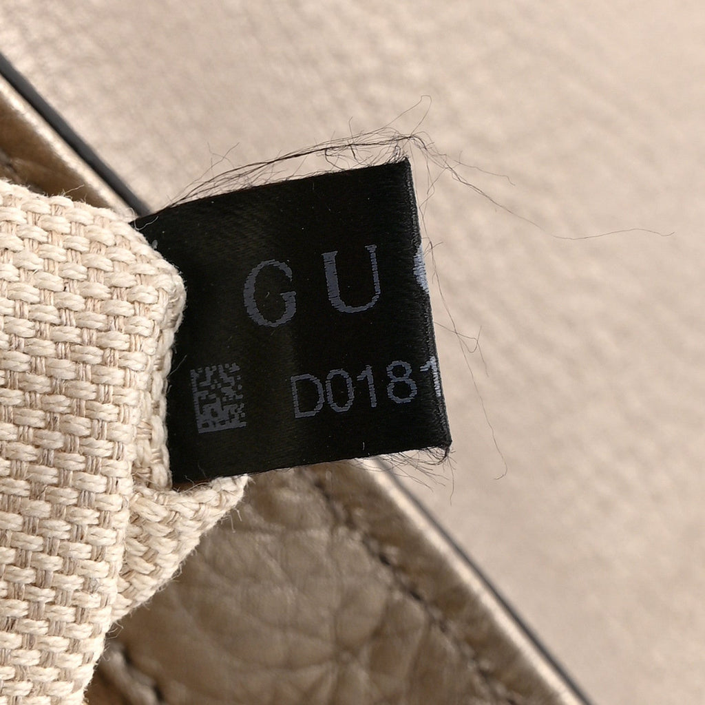 Metallic Pebbled Calfskin Medium Soho Flap Crossbody Golden Beige