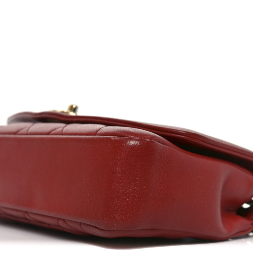 Lambskin Quilted Small Single Flap Red