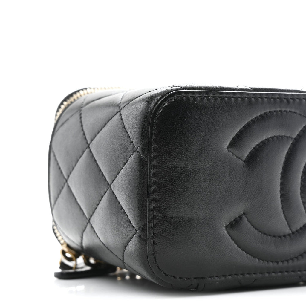 Lambskin Quilted Small CC Dynasty Vanity Case With Chain Black