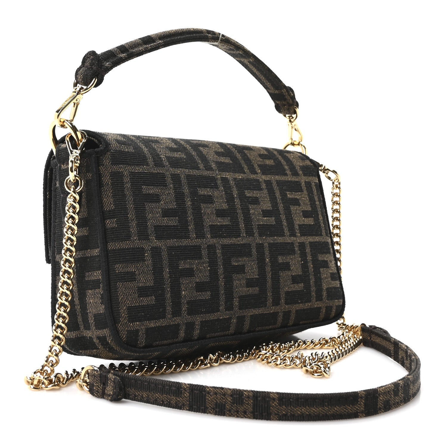 Fabric Jacquard FF 1974 Mini Baguette Tobacco Moro Black