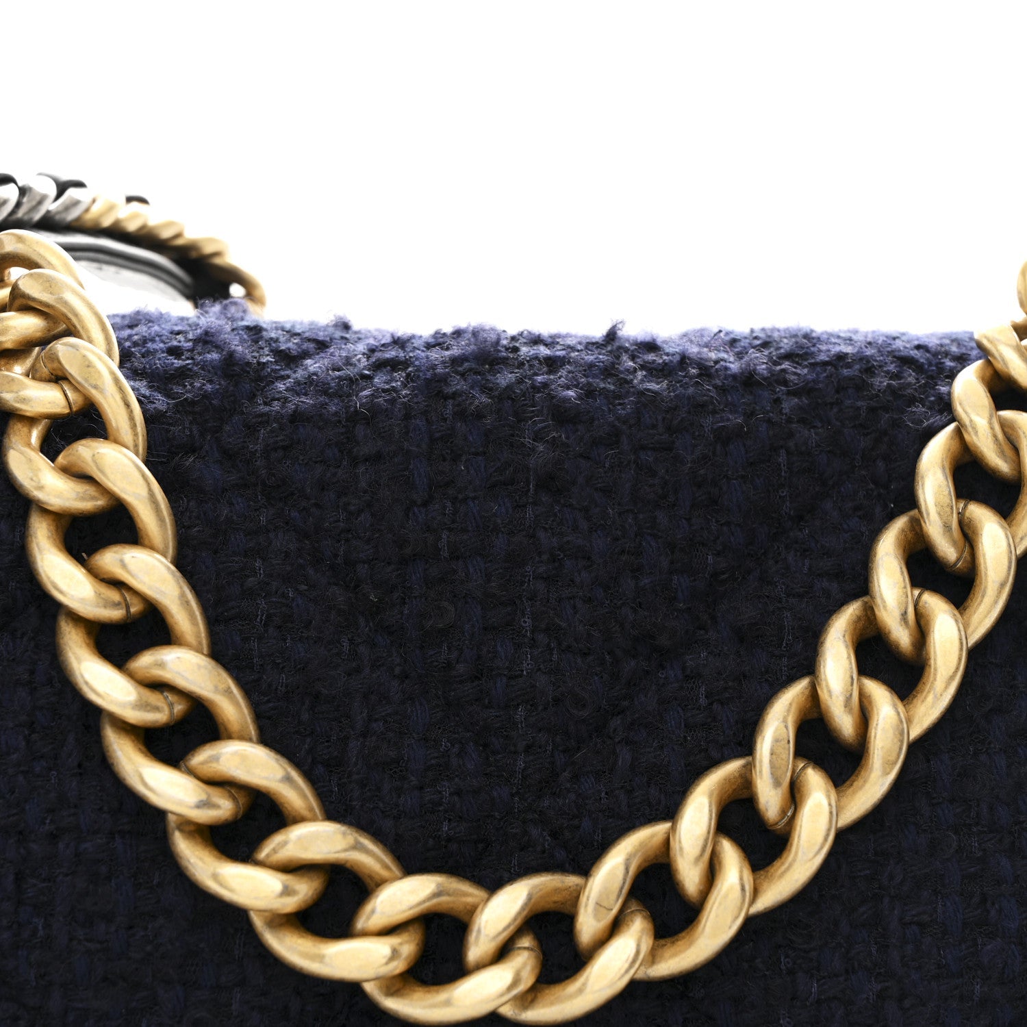 Tweed Quilted Maxi Chanel 19 Flap Navy