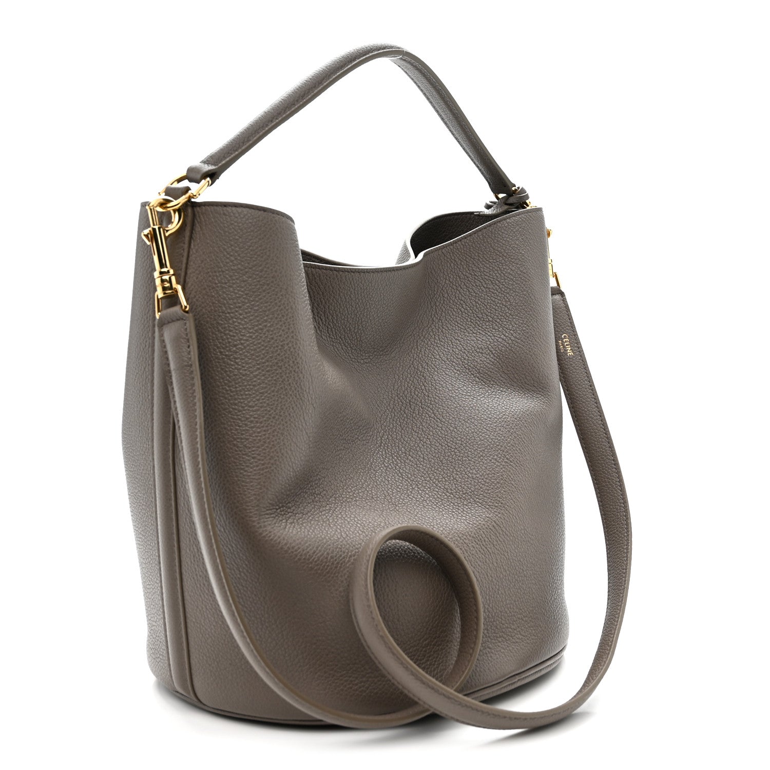 Supple Grained Calfskin Bucket 16 Bag Pebble