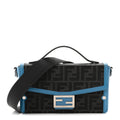 Recycled Fabric Jacquard Vitello King FF 1974 Baguette Soft Trunk Asfalto Black Fiordaliso