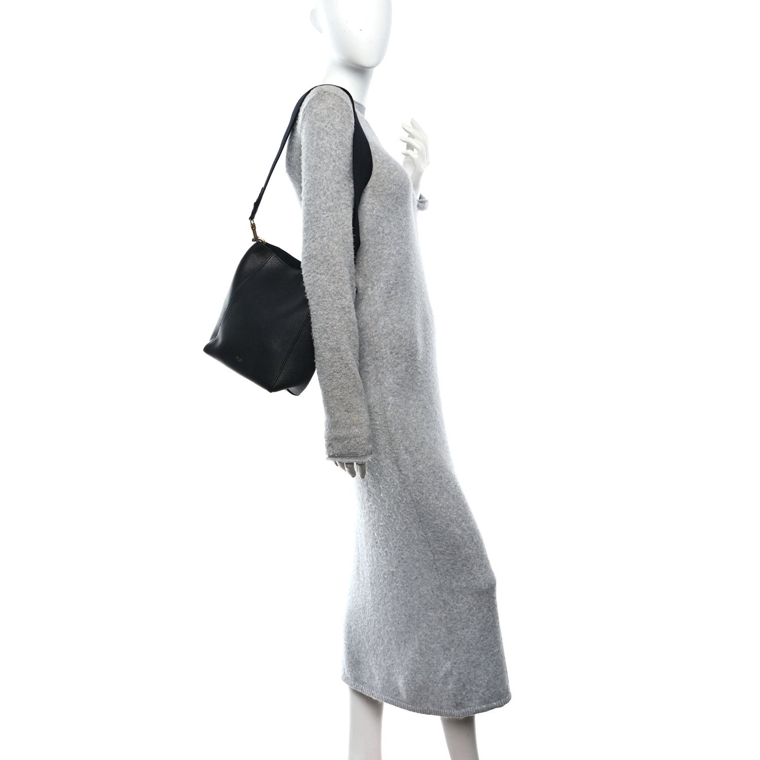 Soft Grained Calfskin Small Sangle Bucket Bag Black