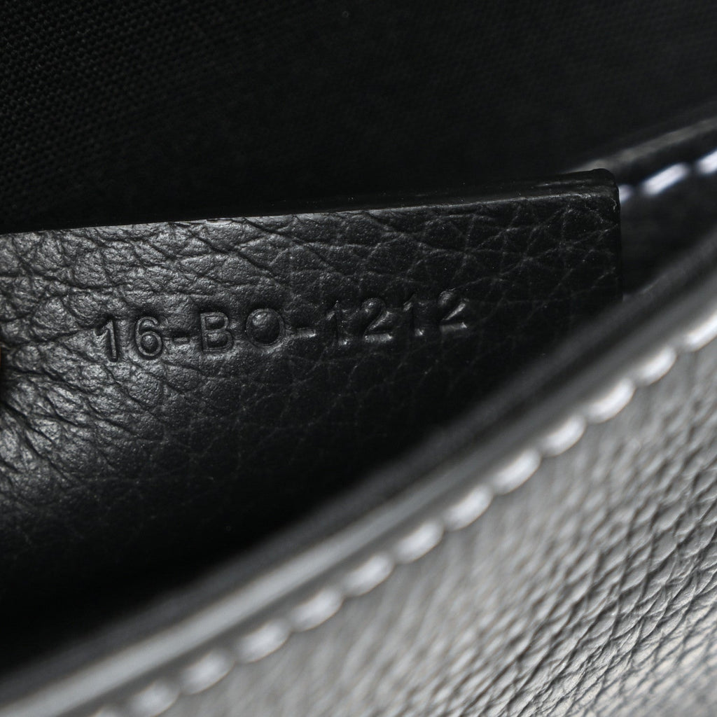 Grained Calfskin Vertical Saddle Pouch With Strap Black
