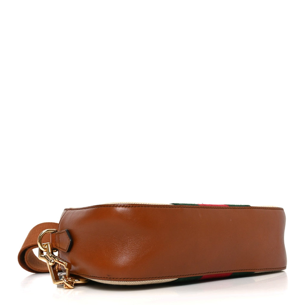 Vintage Canvas Web Shoulder Bag Sand Cuir
