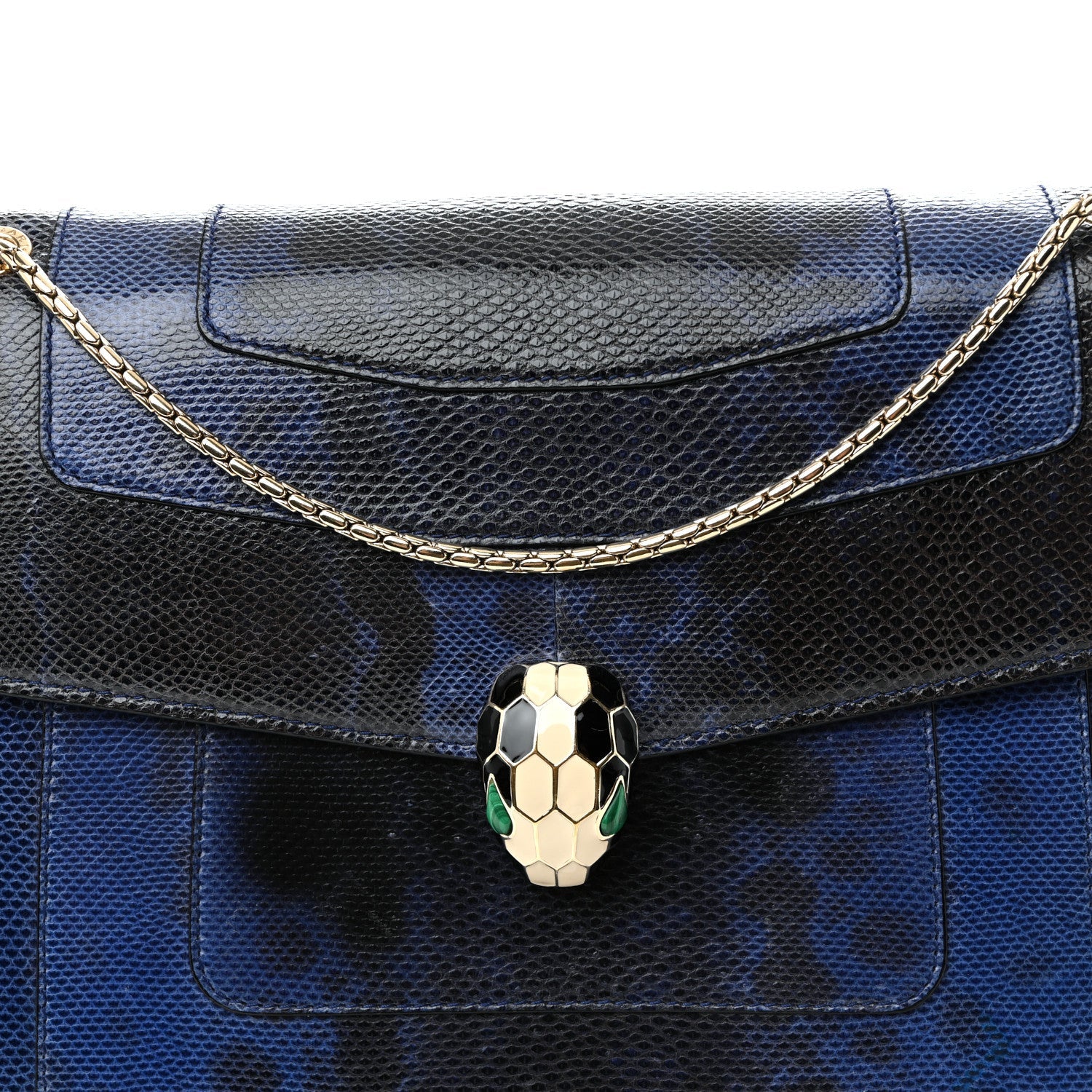 Shiny Karung Medium Serpenti Forever Crossbody Bag Dark Blue