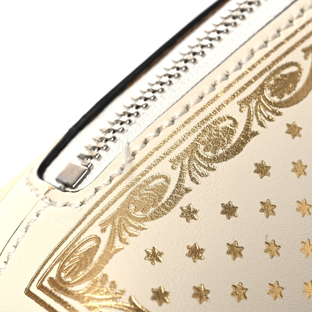 X SEGA Calfskin GUCCY Stars Mini Dome Shoulder Bag Mystic White Gold
