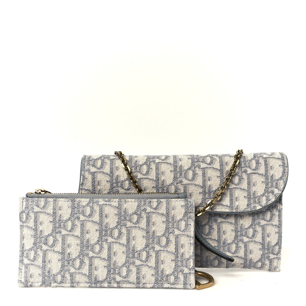 Oblique Saddle Chain Long Wallet Grey