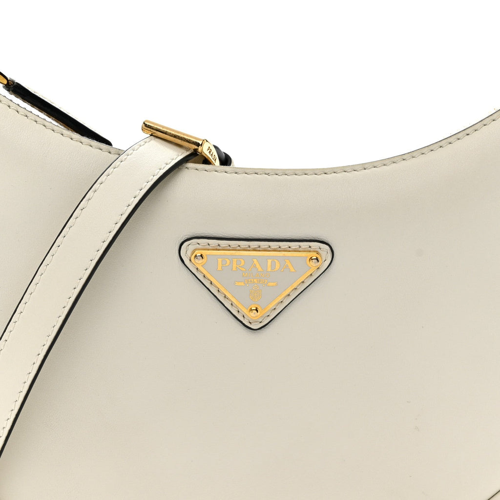 Soft Calfskin Small Arque Shoulder Bag White