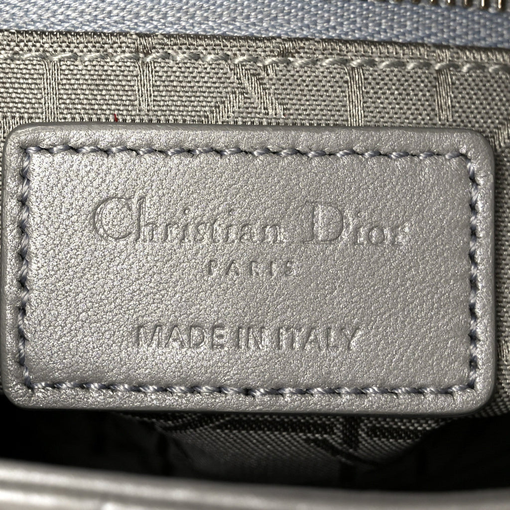 Lambskin Cannage Mini Lady Dior Gray Opaline