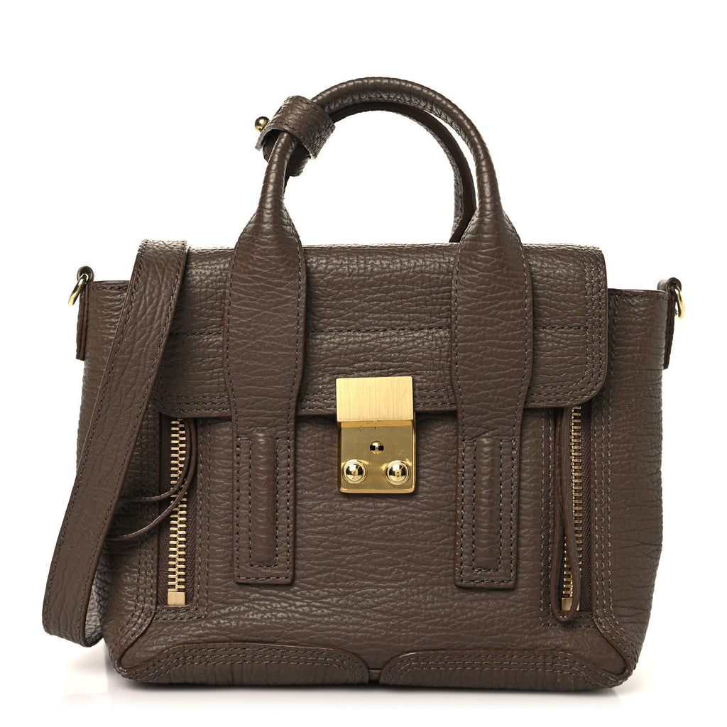 Textured Calfskin Mini Pashli Satchel Taupe