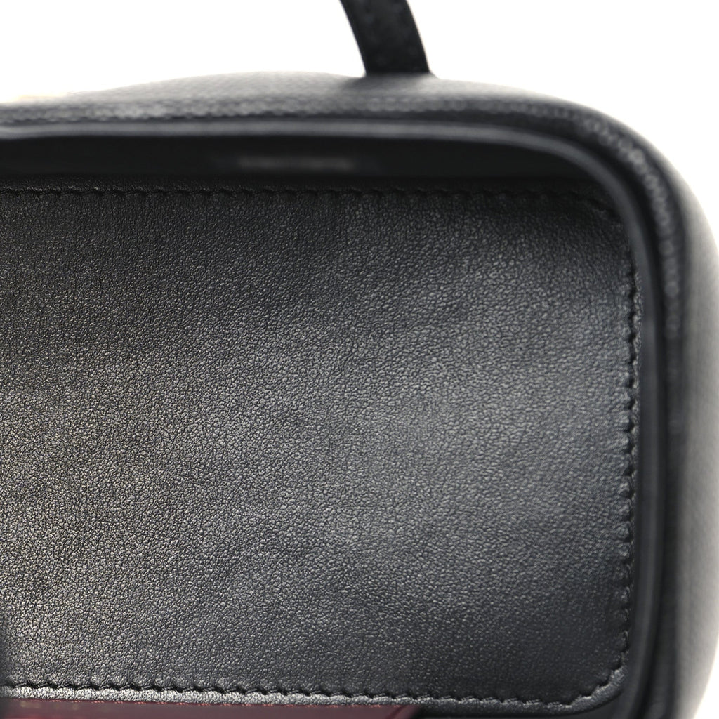 Shiny Caviar Preppy Coco Long Vanity With Strap Black