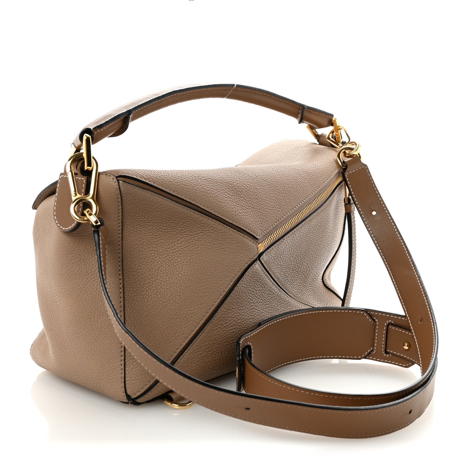 Grained Calfskin Medium Puzzle Bag Sand Mink