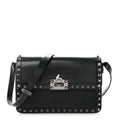 Smooth Calfskin Enamel Tonal Rockstud23 Shoulder Bag Black
