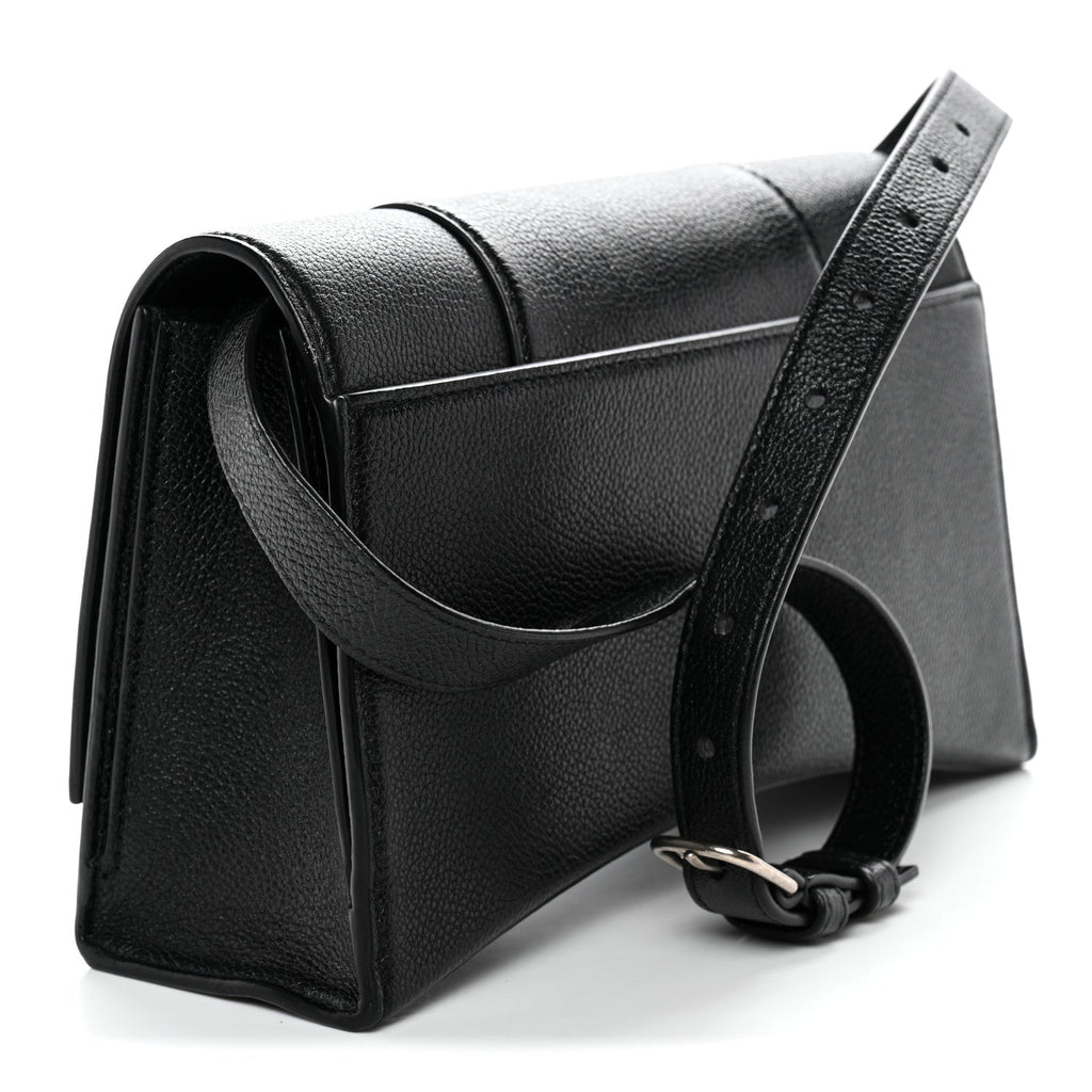Grained Calfskin Small Hourglass Sling Shoulder Bag Black