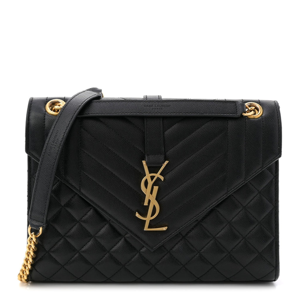Grain De Poudre Textured Mixed Matelasse Triquilt Medium Monogram Satchel Black
