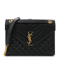 Grain De Poudre Textured Mixed Matelasse Triquilt Medium Monogram Satchel Black