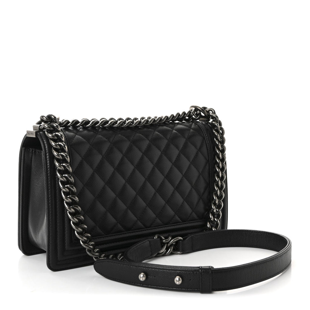Caviar Quilted Medium Boy Flap Black