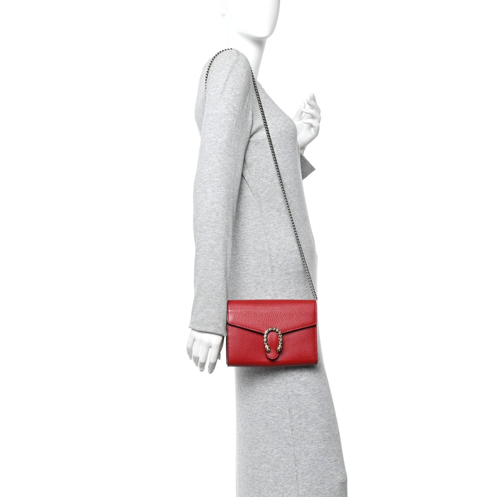 Calfskin Mini Dionysus Chain Wallet Hibiscus Red