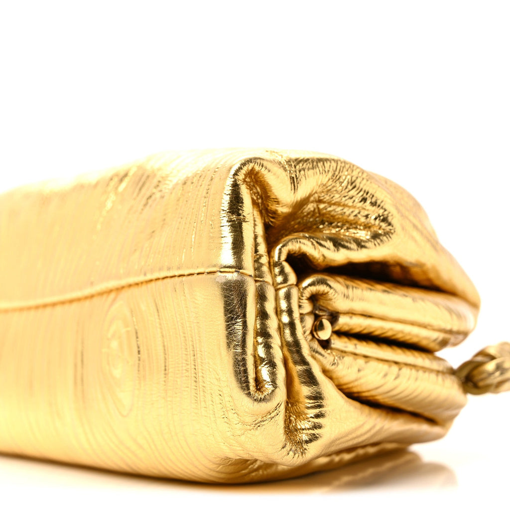 Metallic Bark Calfskin The Mini Pouch Gold