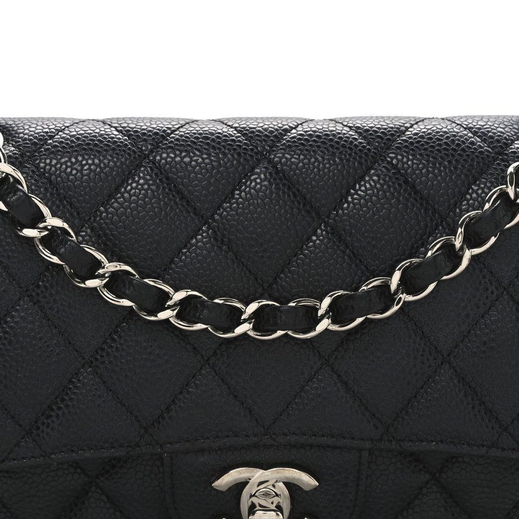 Caviar Quilted Small Double Flap Black