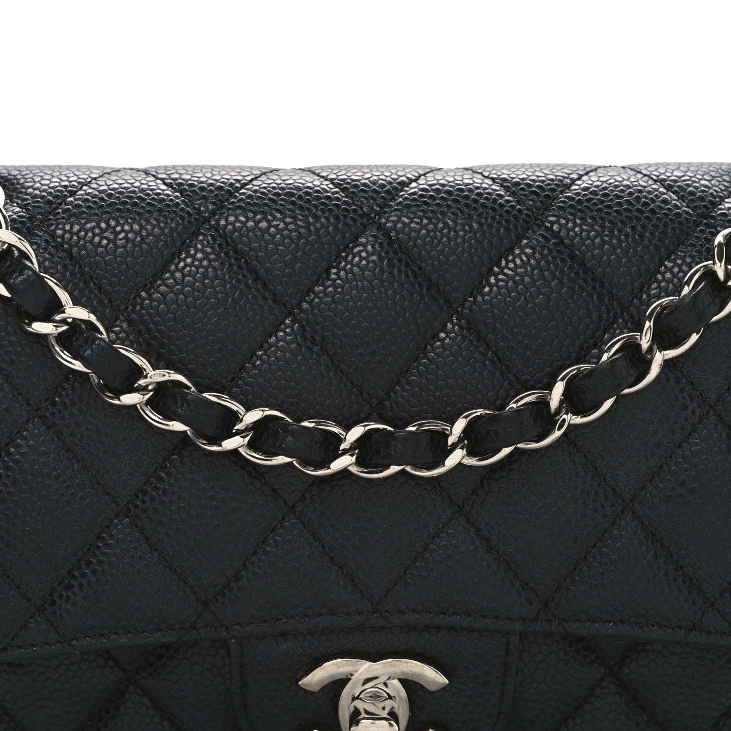 Caviar Quilted Small Double Flap Black