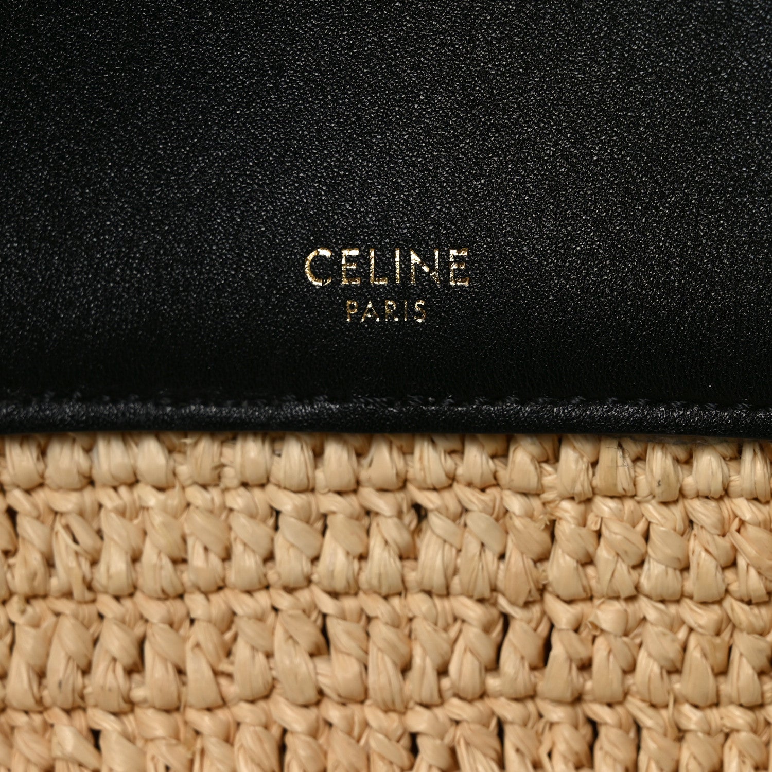 Raffia Calfskin Basket Bag Natural Black