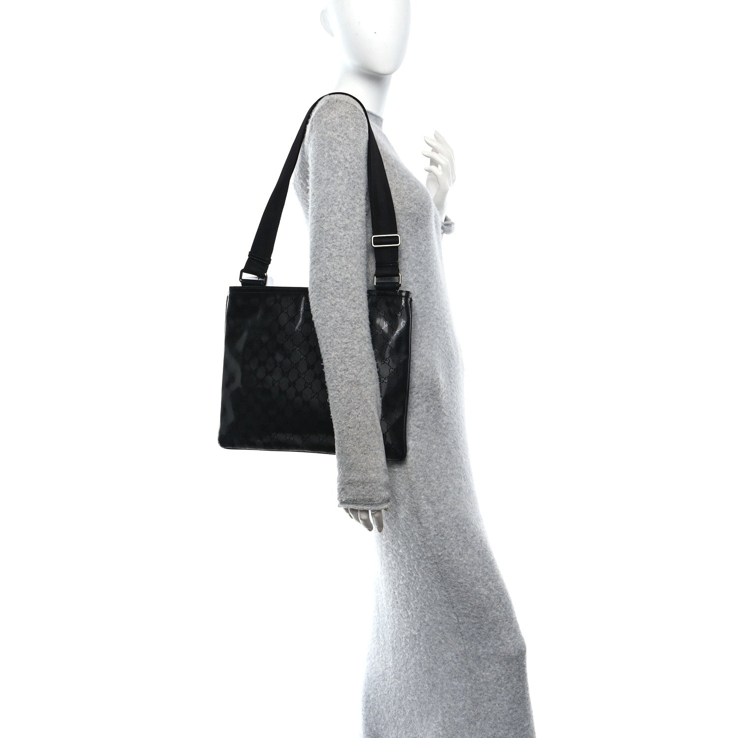 Imprime Monogram Medium Flat Messenger Bag Black