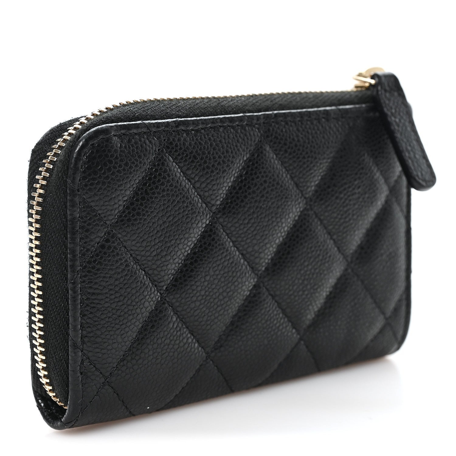 Caviar Quilted Zipped Key Holder Case Black