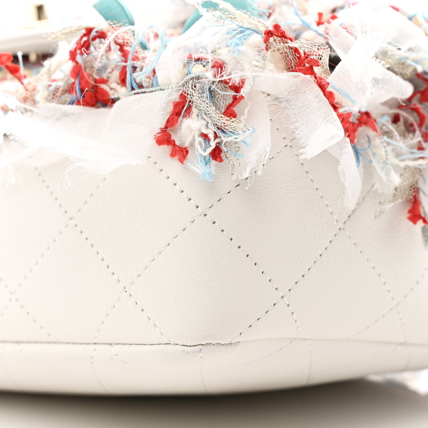 Calfskin Woven Fabric Rumbag Flap Blue White