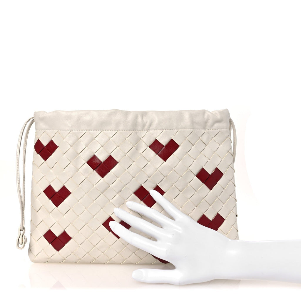 Nappa Intrecciato Heart Medium Dustbag White Dark Red