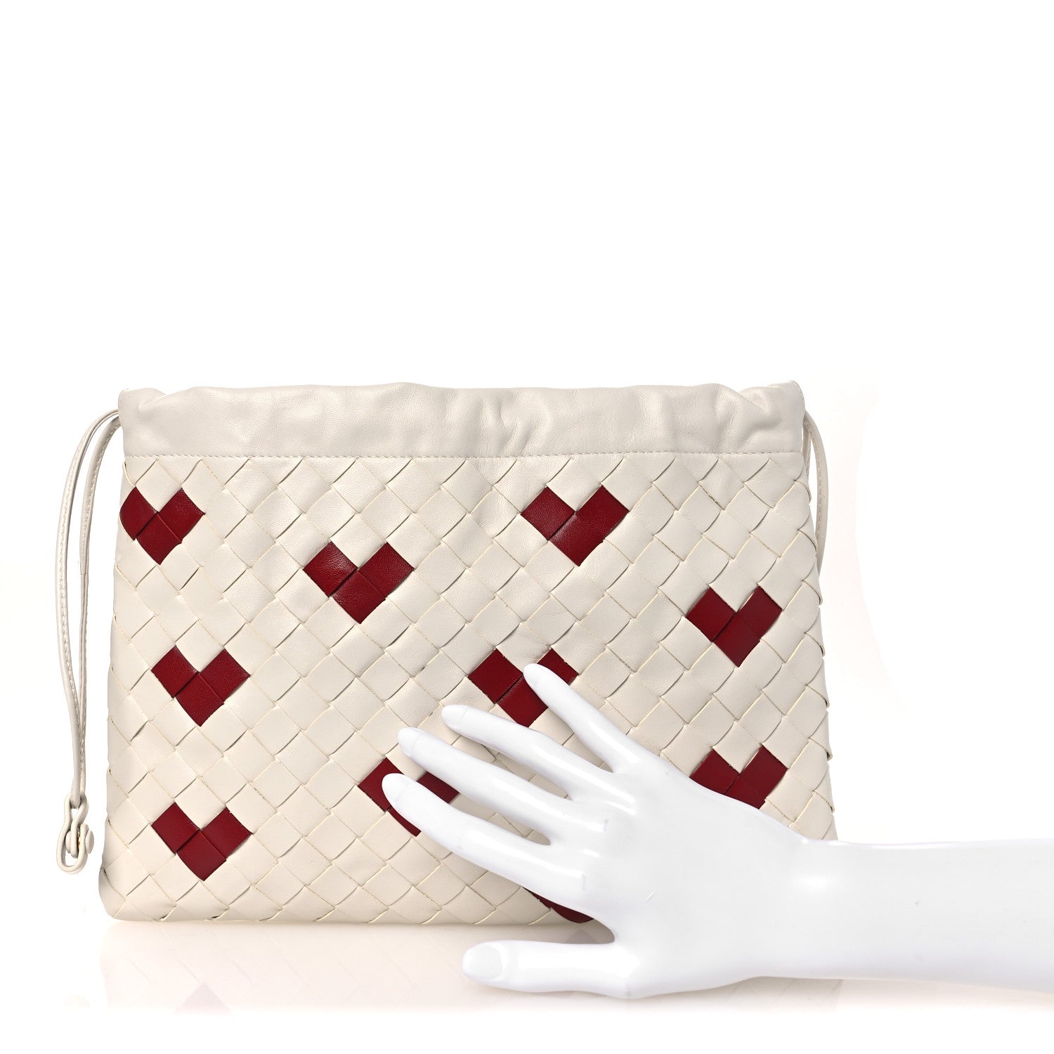 Nappa Intrecciato Heart Medium Dustbag White Dark Red