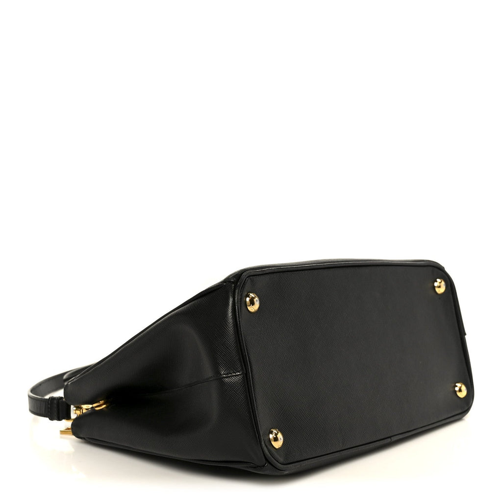 Saffiano Lux Small Galleria Double Zip Tote Black