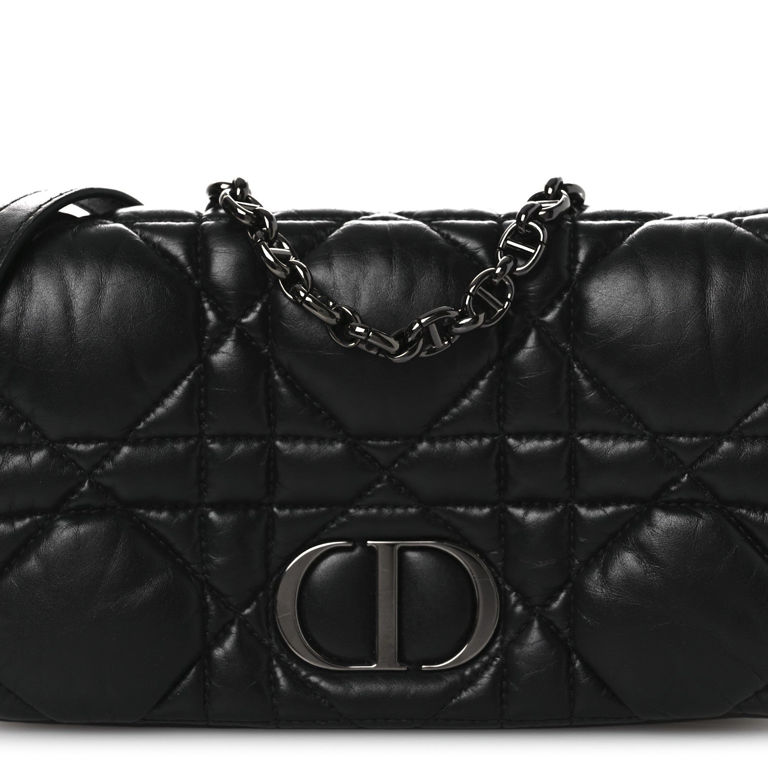 Calfskin Macrocannage Mini Caro Bag Black