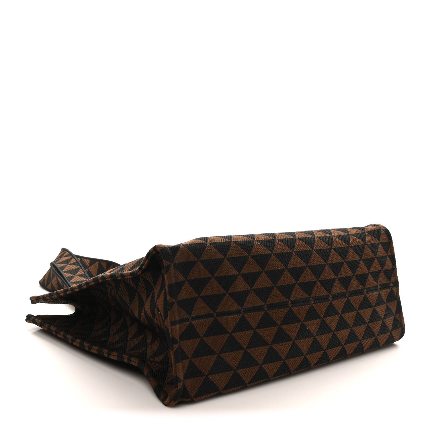 Jacquard Saffiano Triangolo Symbole Embroidered Shopping Tote Black Brucia