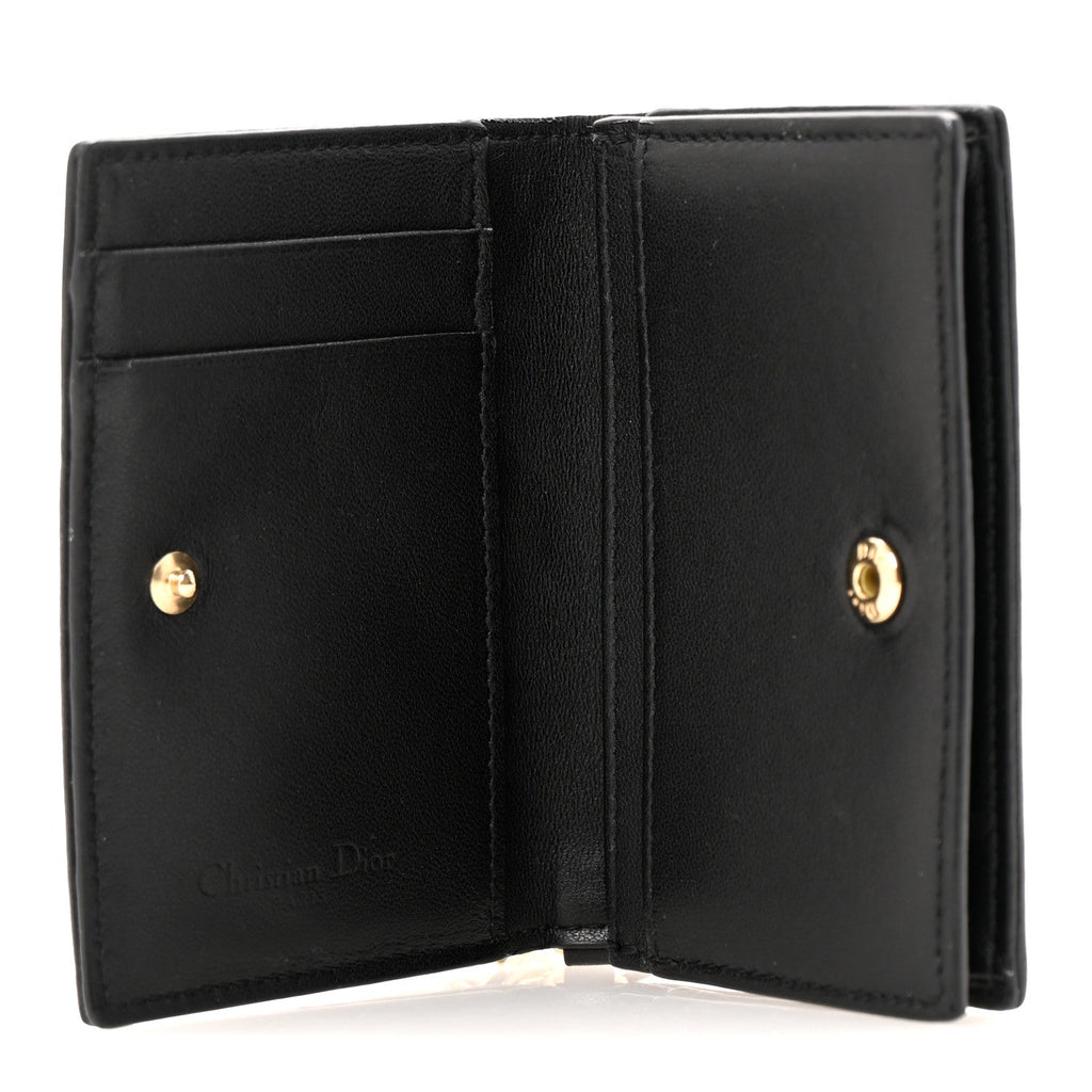 Lambskin Cannage Small Lady Dior Flap  Holder Black
