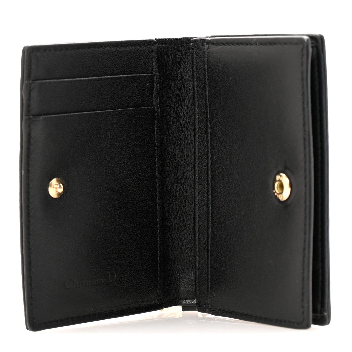 Lambskin Cannage Small Lady Dior Flap  Holder Black