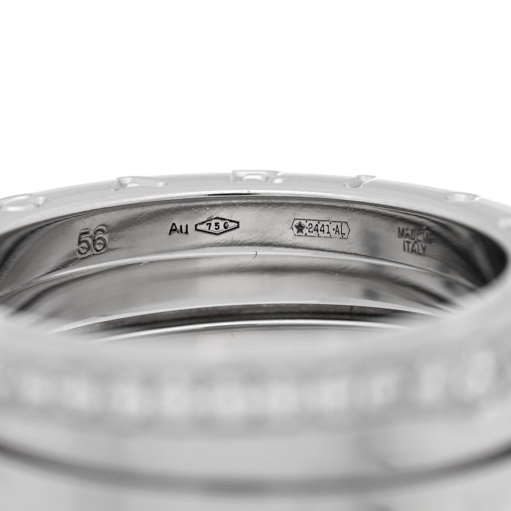 18K White Gold Diamond B.Zero1 Four-Band Pave Ring 56 7.5
